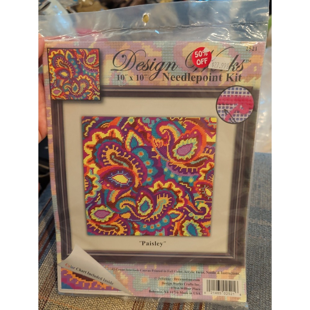 New Design Works Kit 10" X 10" Needlepoint Picture Paisley